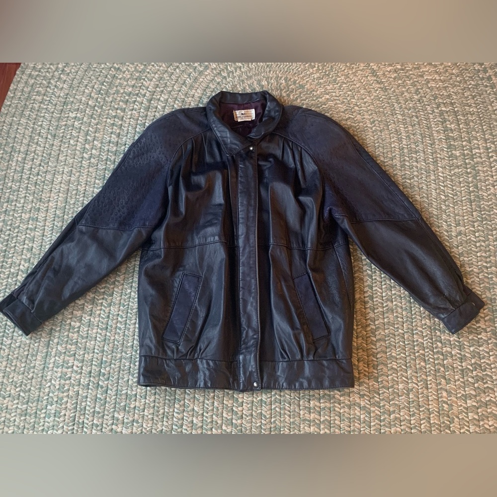 Vintage Dark Purple Kit Leather Jacket Size Large